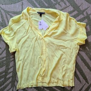 Banana Republic Yellow Short Sleeve Button Front Blouse